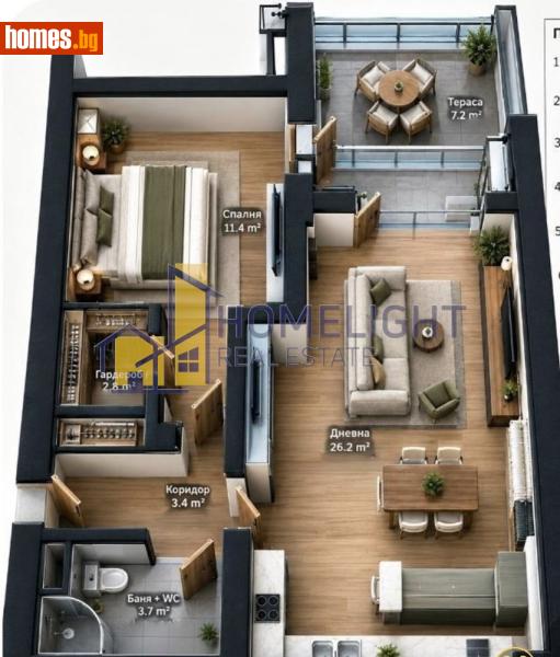 Двустаен, 69m² - Жк. Дружба 2, София - Апартамент за продажба - ХОУМ ЛАЙТ  - 120963237