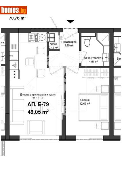 Двустаен, 55m² - Жк. Гагарин, Пловдив - Апартамент за продажба - 33 Realty - 120964451