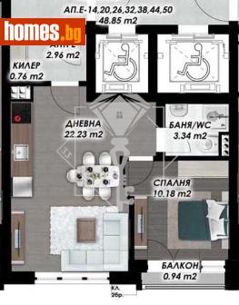 Двустаен, 57m² - Апартамент за продажба - 120964452