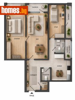 Тристаен, 95m² - Апартамент за продажба - 120965947