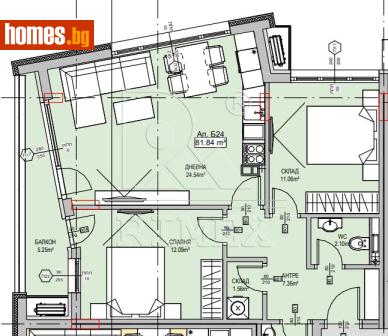 Тристаен, 95m² - Апартамент за продажба - 121017860