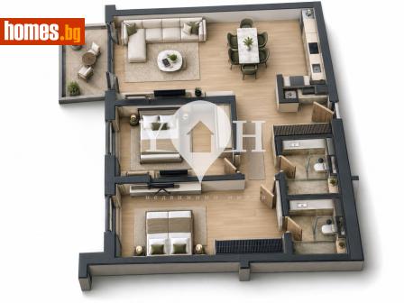 Тристаен, 106m² - Апартамент за продажба - 121051202