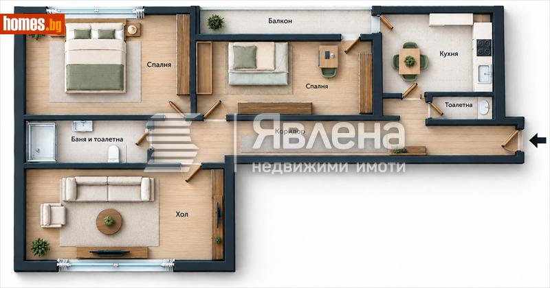Тристаен, 80m² - Жк. Лагера, София - Апартамент за продажба - ЯВЛЕНА - 121149196