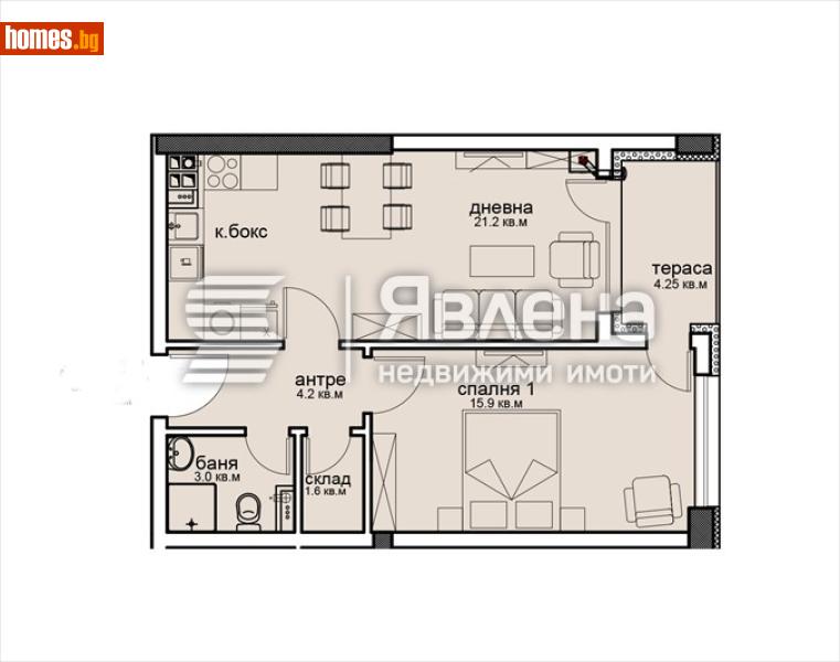 Двустаен, 72m² - Кв. Витоша, София - Апартамент за продажба - ЯВЛЕНА - 121251603