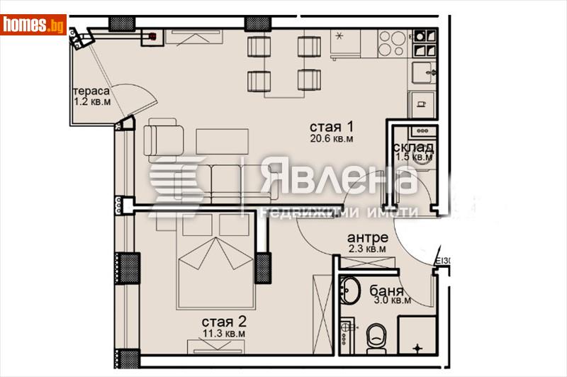 Двустаен, 58m² - Кв. Витоша, София - Апартамент за продажба - ЯВЛЕНА - 121251615