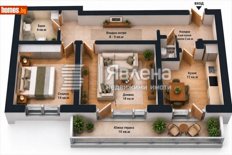 Двустаен, 62m² - Жк. Лагера, София - Апартамент за продажба - ЯВЛЕНА - 121251712