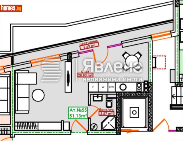 Едностаен, 51m² - Жк. Меден Рудник, Бургас - Апартамент за продажба - ЯВЛЕНА - 121295165