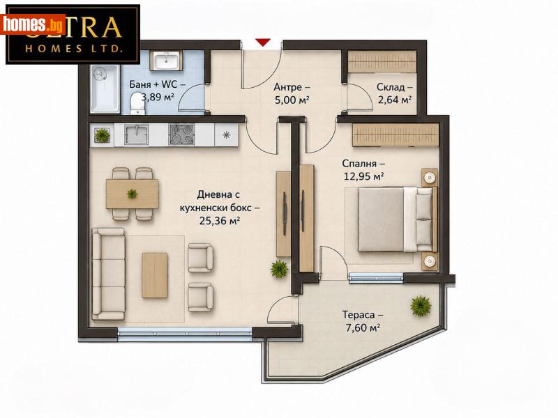 Двустаен, 78m² - Жк. Славейков, Бургас - Апартамент за продажба - Ултра Хоумс ООД - 121298798