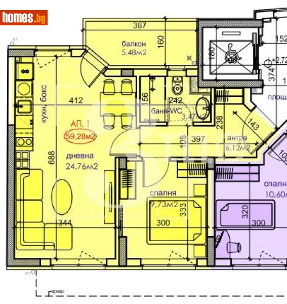 Двустаен, 85m² - Жк. Банишора, София - Апартамент за продажба - 3mo офис Амалтея - 121329011