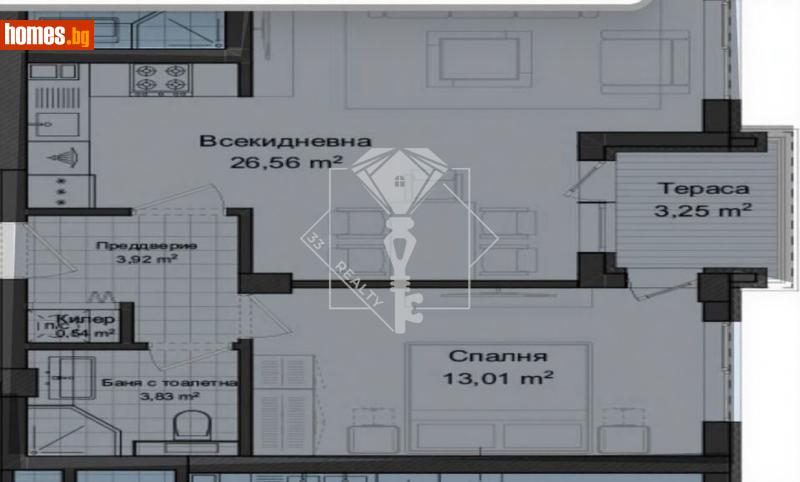 Двустаен, 72m² - Жк. Гагарин, Пловдив - Апартамент за продажба - 33 Realty - 121344852