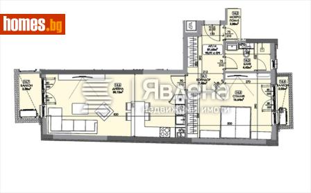 Тристаен, 94m² - Апартамент за продажба - 121365344