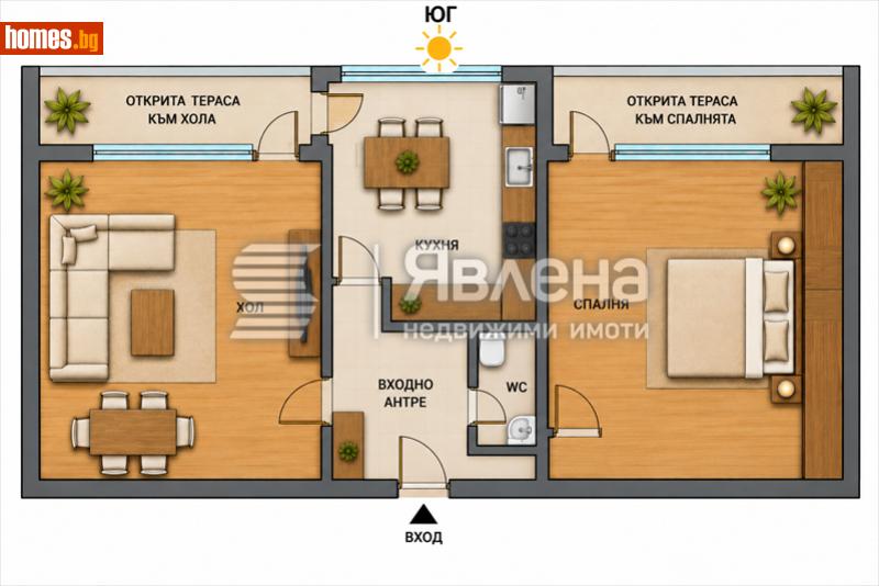 Двустаен, 62m² -  Център, София - Апартамент за продажба - ЯВЛЕНА - 121400954