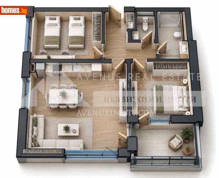 Тристаен, 101m² - Жк. Христо Смирненски, Пловдив - Апартамент за продажба - Avenue Real Estate - 121417406