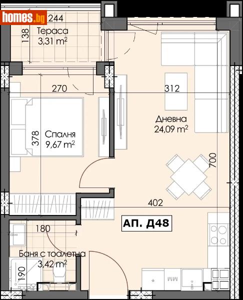 Двустаен, 56m² - Жк. Гагарин, Пловдив - Апартамент за продажба - Deluxe Homes - 121429707