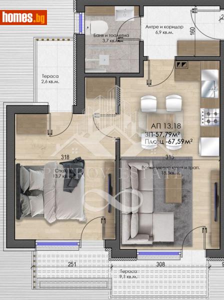 Двустаен, 68m² - Гр.Велинград, Пазарджик - Апартамент за продажба - Petrov Estate - 121590253