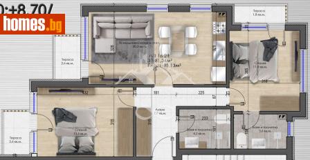 Тристаен, 95m² - Апартамент за продажба - 121590265
