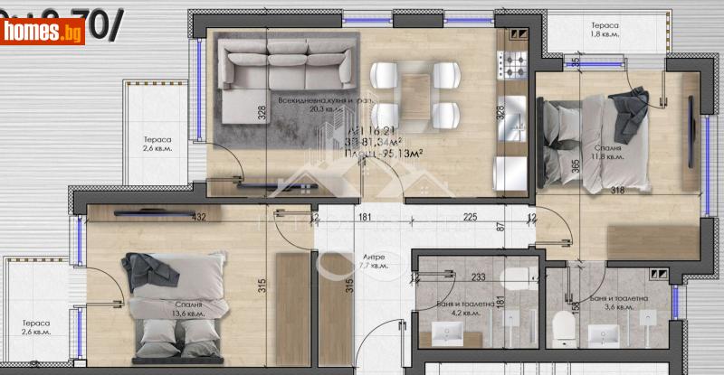 Тристаен, 95m² - Гр.Велинград, Пазарджик - Апартамент за продажба - Petrov Estate - 121590265