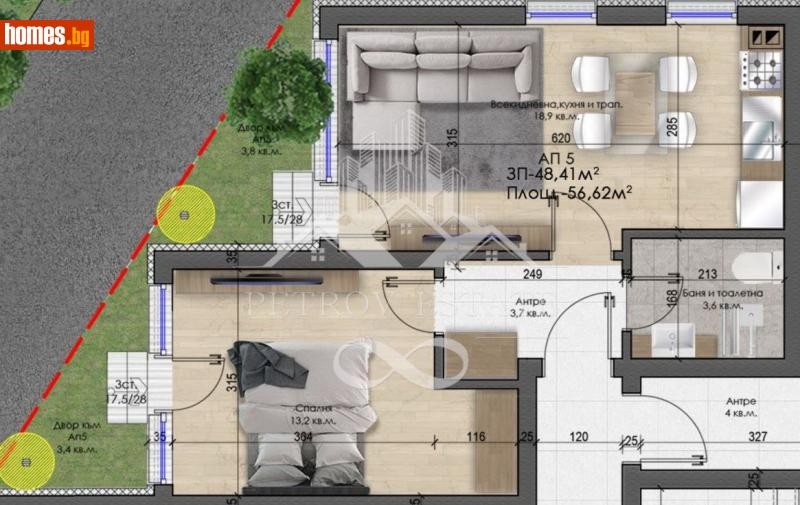 Двустаен, 57m² - Гр.Велинград, Пазарджик - Апартамент за продажба - Petrov Estate - 121590295